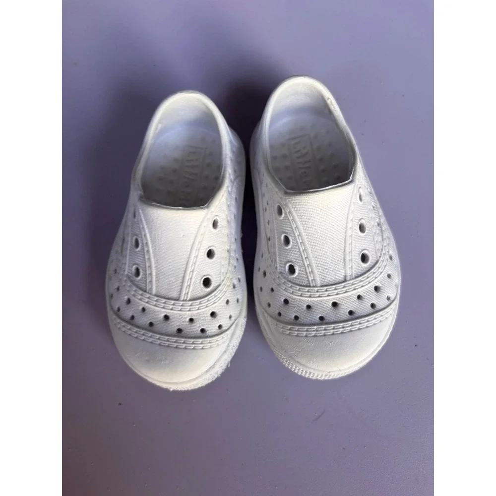Little Me Kids White Perforated Slip On Water Shoes Size 3 baby EVA Sandals